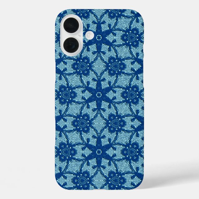 Coques Case-Mate iPhone Dentelle antique - saphir et bleu pâle (Verso)