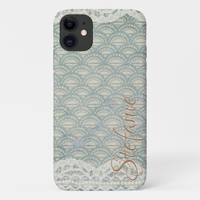 Coques Case-Mate iPhone Dentelle bleu ardoise (Dos)