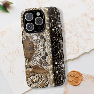 Coque Case-Mate iPhone Dentelle de campagne en cuir vintage Look femmes