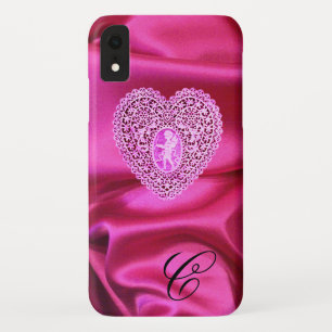 COQUE Case-Mate iPhone DENTELLE DE CUPIDON COEUR SOIE ROSE FUCHSIA TISSU 