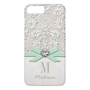 Coque Case-Mate Pour iPhone Dentelle de fausse pierre et coeur d'arc imprimés