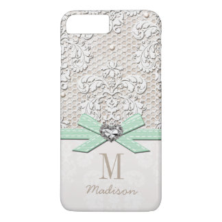 Coque Case-Mate Pour iPhone Dentelle de fausse pierre et coeur d'arc imprimés