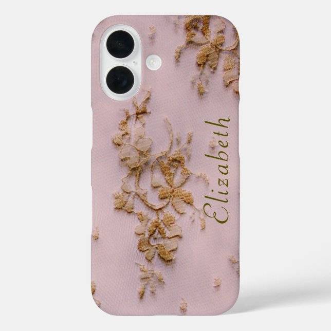 Coques Case-Mate iPhone Dentelle d'or de fille Blush rose Feminine et élég (Verso)