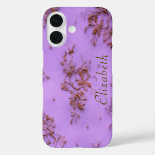 Coque Pour iPhone 16 Dentelle d'or de fille violet Feminine et élégant