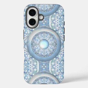 Coque Pour iPhone 16 Dentelle en céramique bleu clair