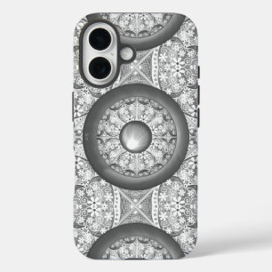 Coque Pour iPhone 16 Dentelle en céramique Gris