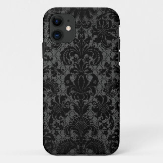 Coque Case-Mate Pour iPhone dentelle fausse motif damassé noir gris
