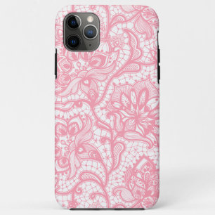 Case-Mate iPhone Case Dentelle fleurie vintage rose et blanche