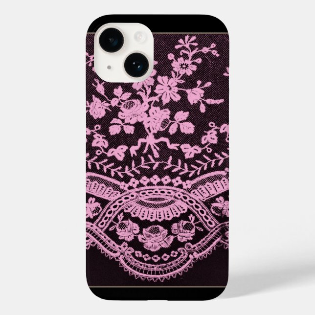 Coques Case-Mate iPhone Dentelle florale rose (Verso)