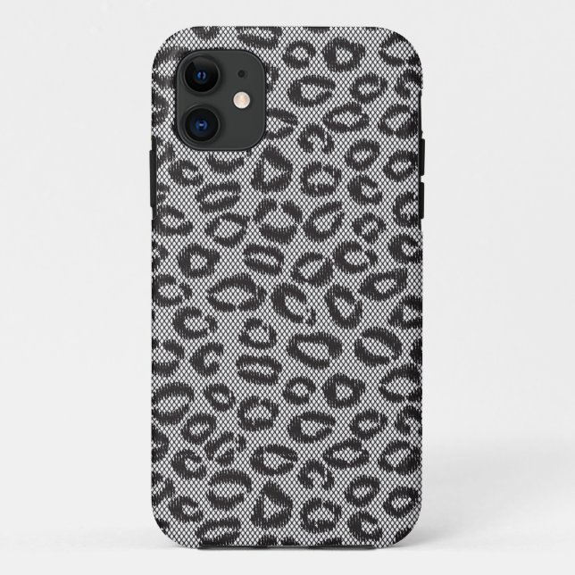 Coques Case-Mate iPhone Dentelle nette noire avec le motif de léopard sur (Dos)