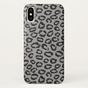 Coque Case-Mate iPhone Dentelle nette noire avec le motif de léopard sur