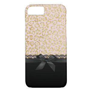 Coque iPhone 7 Dentelle noire chic et ruban d'empreinte de