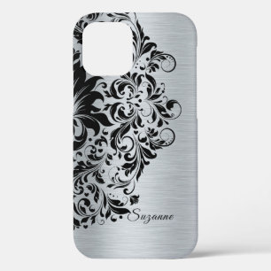Case-Mate iPhone Case Dentelle noire en aluminium gris