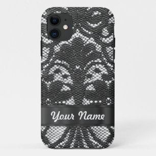 Coque iPhone 11 Dentelle noire personnalisée