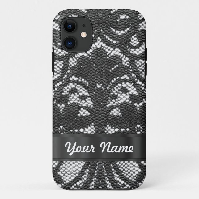 Coques Case-Mate iPhone Dentelle noire personnalisée (Dos)