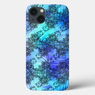 Case-Mate iPhone Case Dentelle Noire Sur Verre Bleu Doux