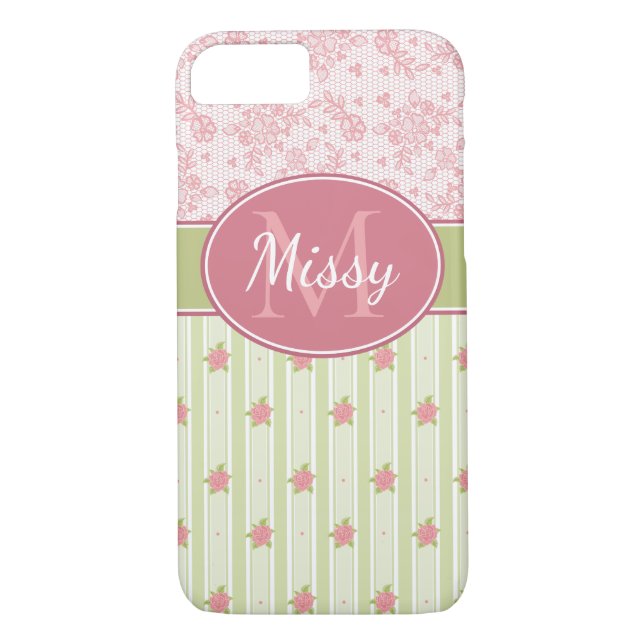 Coques Case-Mate iPhone Dentelle personnalisée et jardin anglais (Dos)
