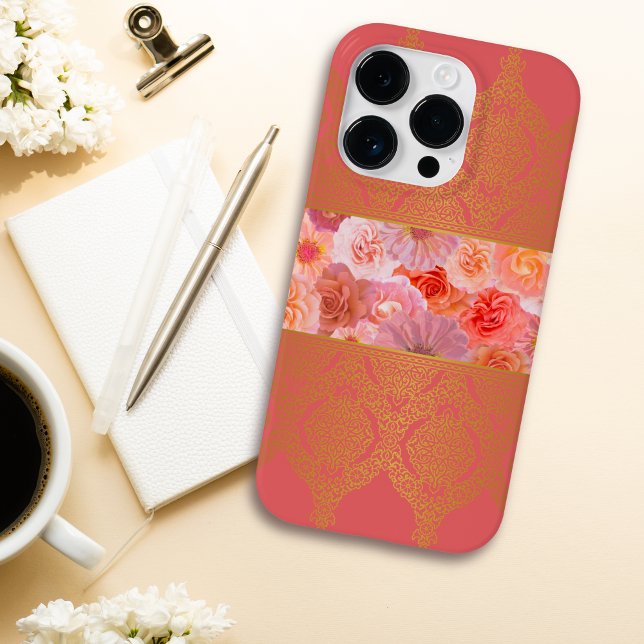 Coques Case-Mate iPhone Dentelle rose florale et dorée (Créateur téléchargé)