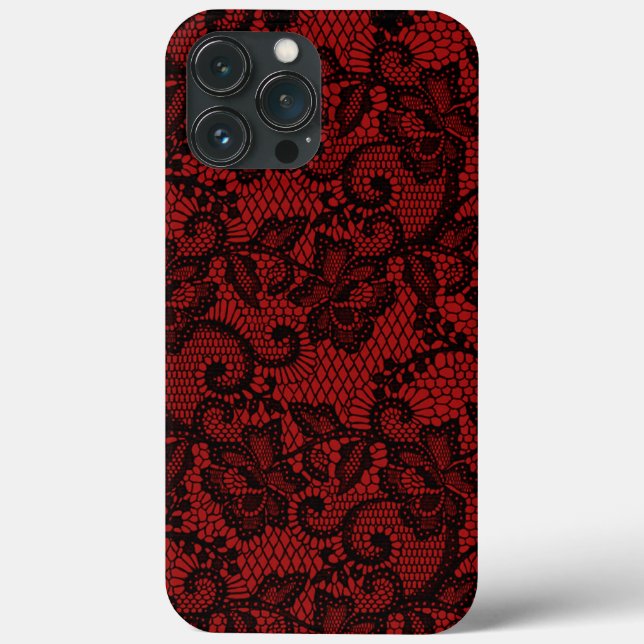 Coques Case-Mate iPhone Dentelle Rouge Et Noir De Faux (Verso)