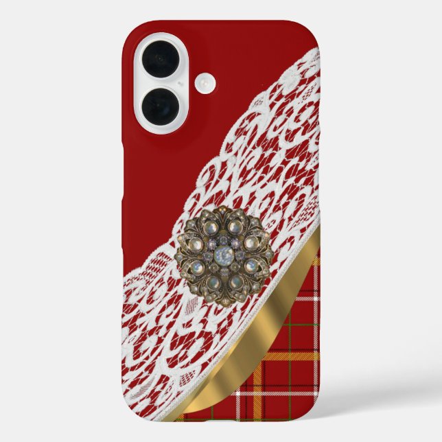 Coques Case-Mate iPhone Dentelle rouge tartan (Verso)