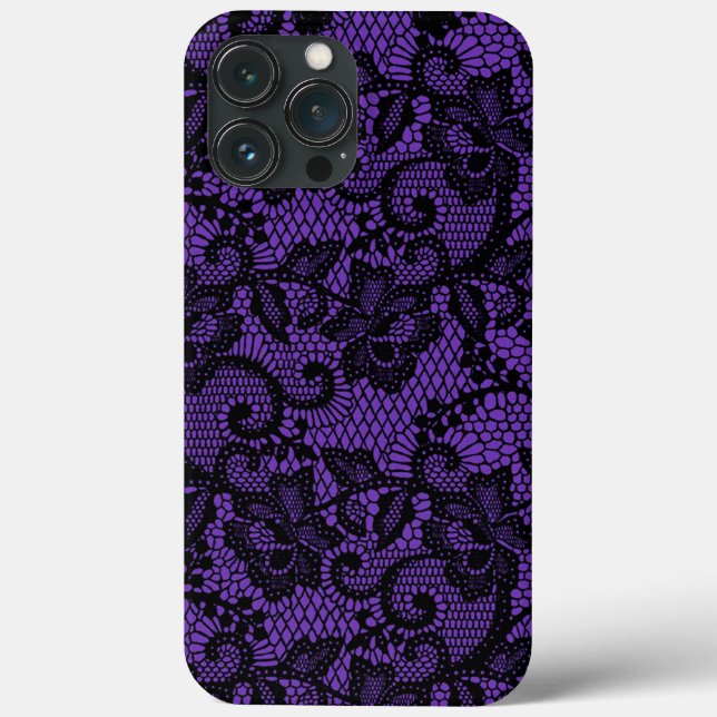 Coques Case-Mate iPhone Dentelle violette et noire (Verso)
