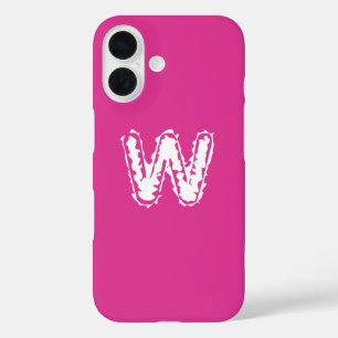 Coque Pour iPhone 16 Déplaisant Monogramme blanc sur rose