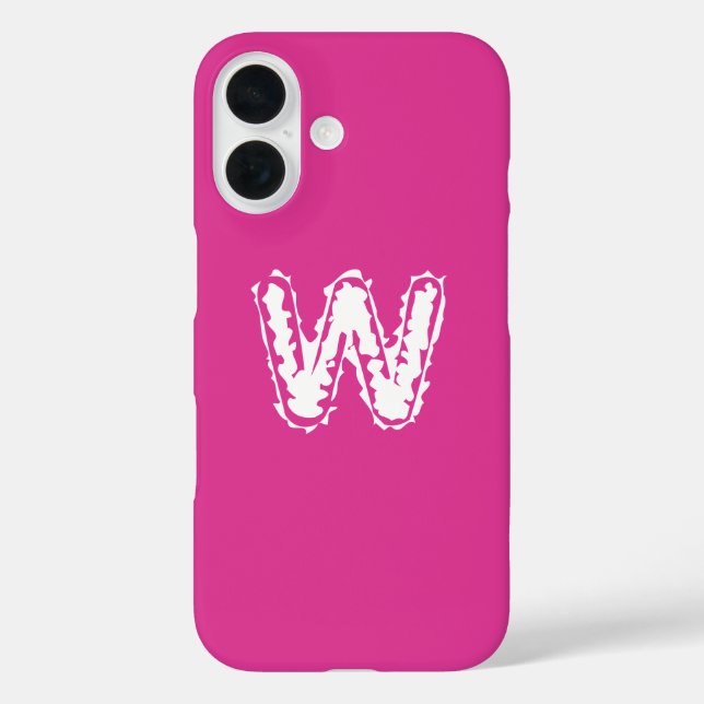 Coques Case-Mate iPhone Déplaisant Monogramme blanc sur rose (Verso)