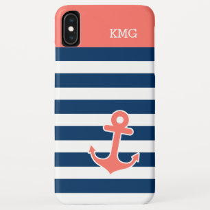 Coque Case-Mate iPhone Des monogrammes de Ancre mignonne dans des bandes 