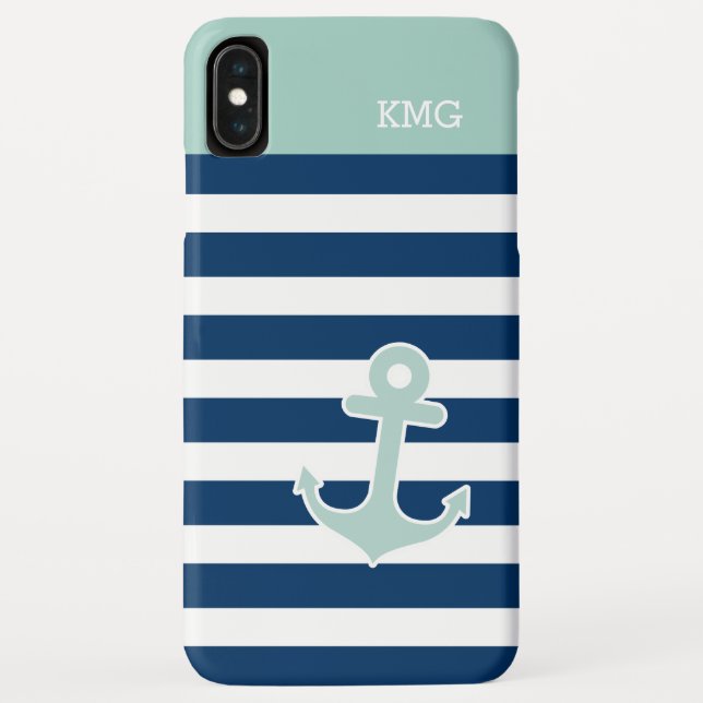 Coques Case-Mate iPhone Des monogrammes de Ancre mignonne dans la marine b (Dos)