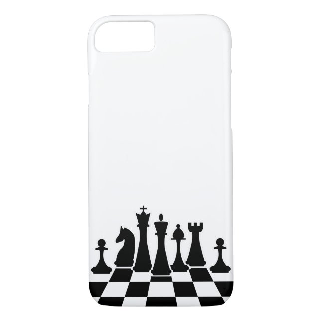 Coques Case-Mate iPhone Des pièces d'échecs noires sur un échiquier (Dos)