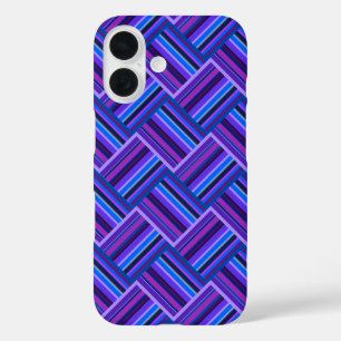 Coque Pour iPhone 16 Des rayures bleues et violettes tissent