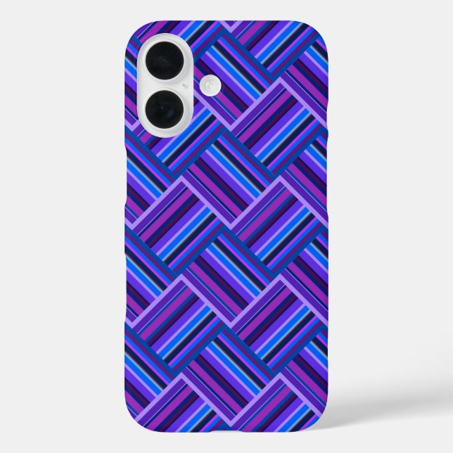 Coques Case-Mate iPhone Des rayures bleues et violettes tissent (Verso)