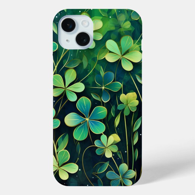 COQUES Case-Mate iPhone DES TONS ORNATES DE SHAMROCKS IRLANDAIS VERTS & OR (Verso)