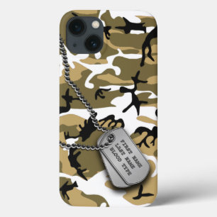 Etui iPhone 13 Désert Camo avec l'étiquette de chien