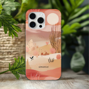 Coque Case-Mate iPhone Desert Sunset Abstrait Floral Nom personnalisé