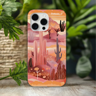Coque Case-Mate iPhone Desert Sunset Modern Cactus Nom personnalisé