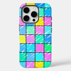 Coque iPhone 16 Pro Design À damiers Motif coloré