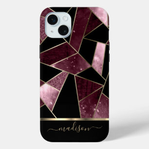 Coque Case-Mate iPhone Design Abstrait rose foncé, noir et or