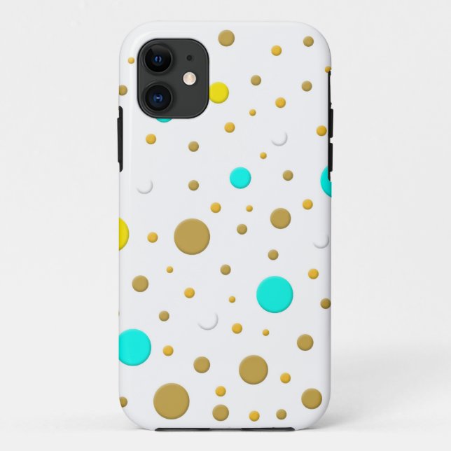 Coques Case-Mate iPhone Design Amusant Moderne Turquoise Jaune Blanc Or Po (Dos)