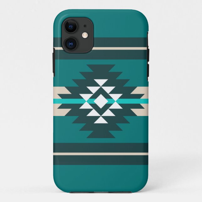 Coques Case-Mate iPhone Design aztèque en couleur turquoise (Dos)