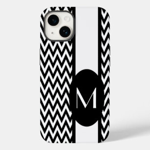 Coque Case-Mate iPhone Design Chevron élégant noir avec monogramme