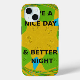 Coque Pour iPhone 15 Design circulaire "Bonne journée et meilleure nuit