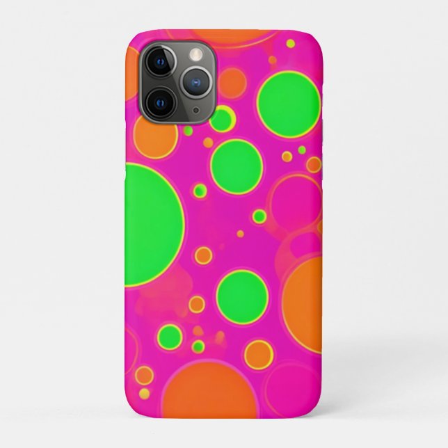 Coques Case-Mate iPhone Design circulaire néon rose et vert rétro (Dos)