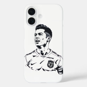 Coque Pour iPhone 16 Design d'art de croquis Ronaldo - Couverture mobil