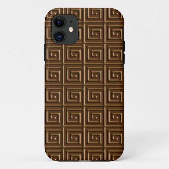 Coques Case-Mate iPhone Design de clé grecque - chocolat noir (Dos)
