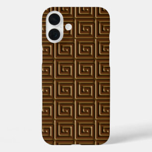 Coque Pour iPhone 16 Plus Design de clé grecque - chocolat noir