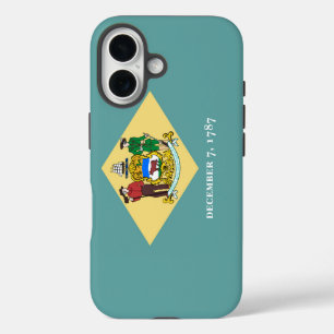 Coque Pour iPhone 16 Design de drapeau d'état du Delaware