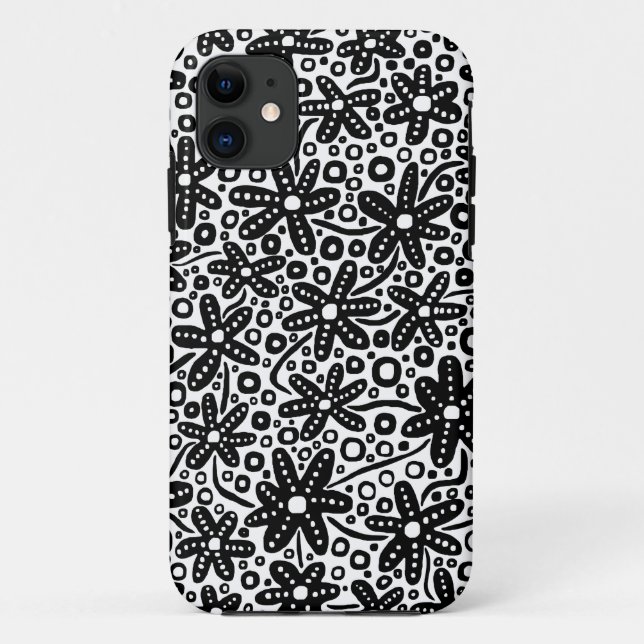 Coques Case-Mate iPhone Design de fleurs - Noir sur Blanc.pdf (Dos)