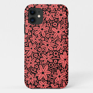Coques Pour iPhone Design de fleurs - rose tropicale sur noir.pdf