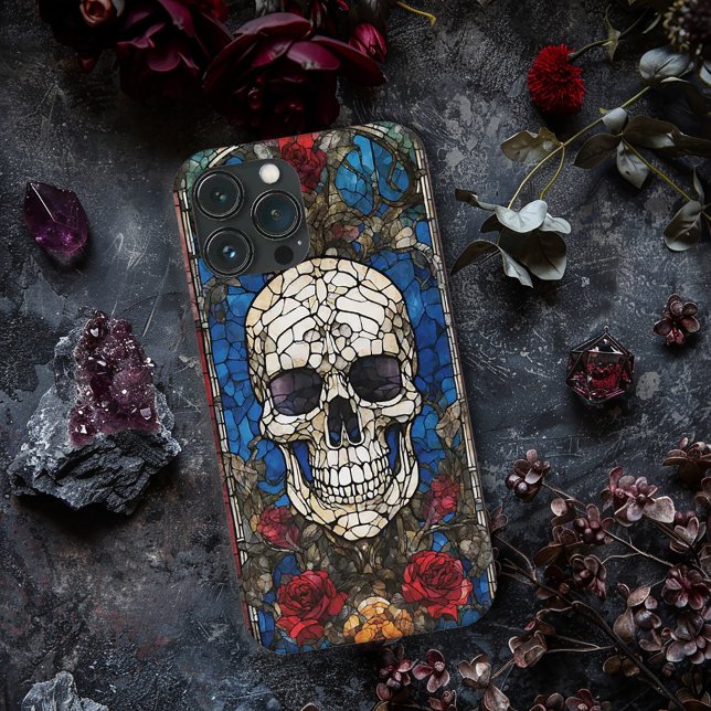 Coques Case-Mate iPhone Design de la fenêtre en verre de crâne gothique (Créateur téléchargé)